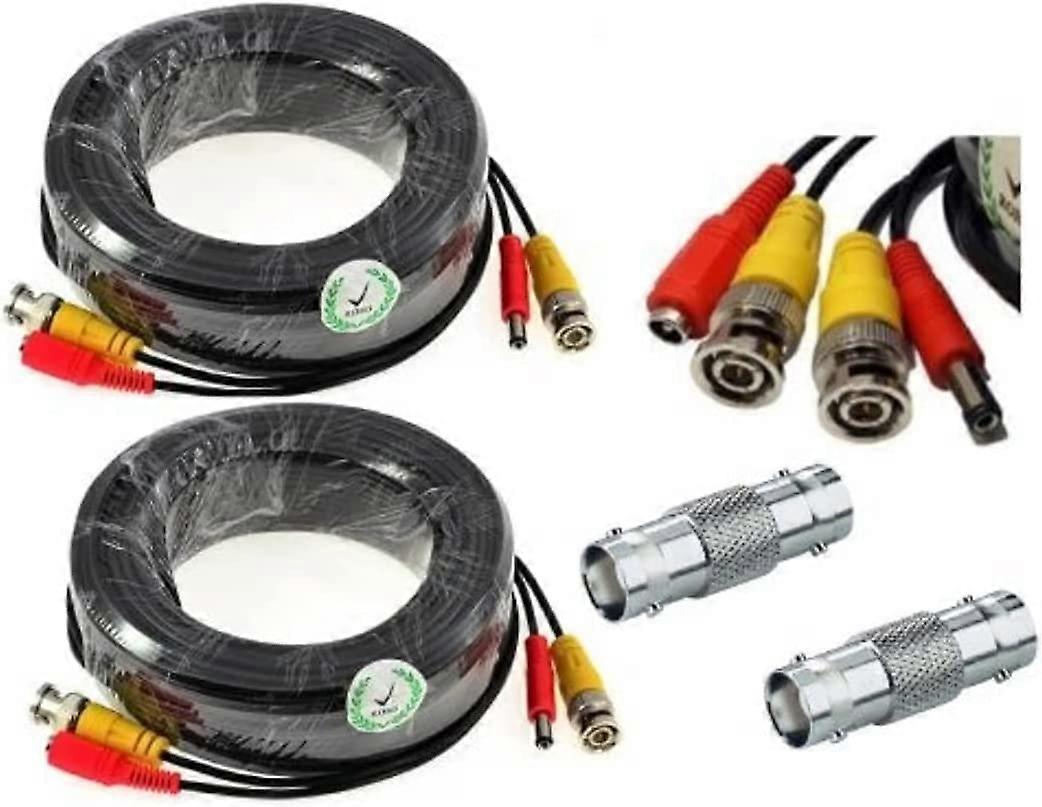 2 Pack 100ft BNC Extension Cable for Security Camera Systems, Durable Thick Jacket, Black