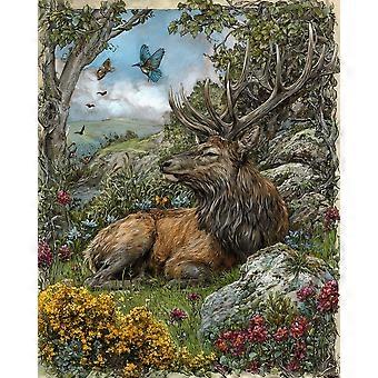 Elk Stag Resting in Forest Meadow Wildlife Stress Reliever Jigsaw Puzzle V3858