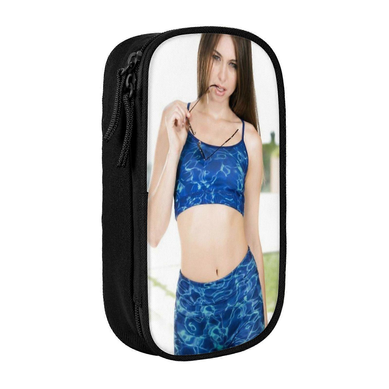 Astuccio Riley Reid con doppia cerniera, pochette per il trucco - Pochette compatta in tessuto Oxford per viaggi, palestra e uso quotidiano.