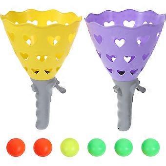 1 Conjunto de Crianças Catch Ball Game Cesta com Bolas Engraçado Catch Launcher Cestas Bolas Brinquedos Ao Ar Livre