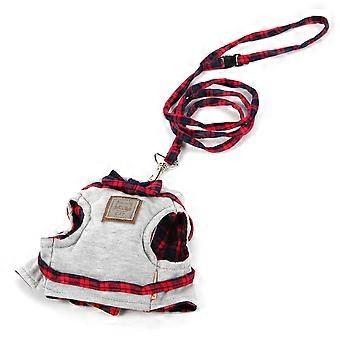 Cat Harness Adjustable Mesh Vest with Bowknot and Leash Set Size Xl Grey