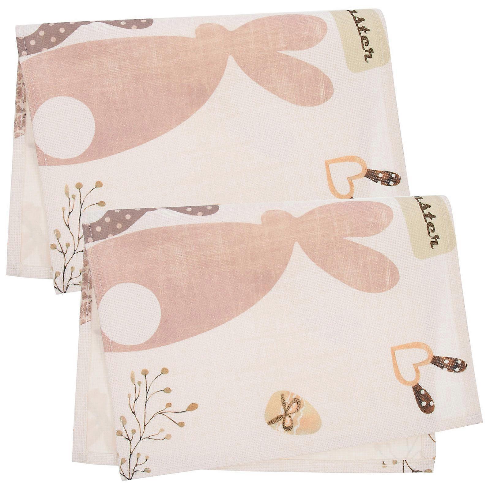 Bunny Pattern Waterproof Placemats for Protection Use Easter 2Pcs