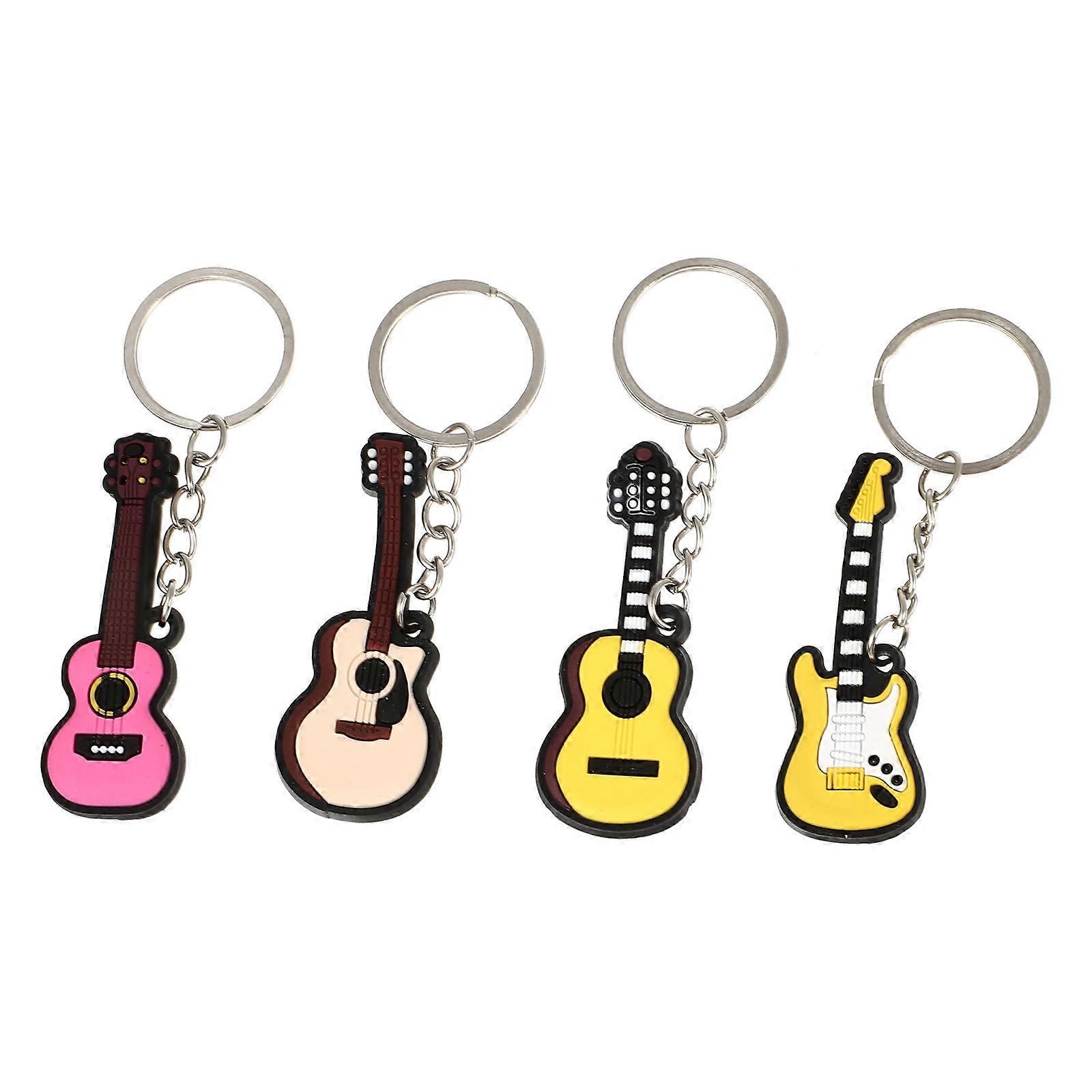 4 Pcs Decorative Key Hanging Decors Musical Instruments Designed Keychains