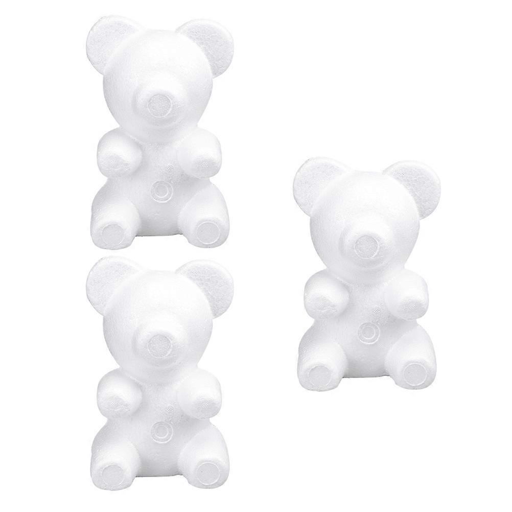 White Insert Flower Bear Model Modelling Bear for Decoration 3Pcs