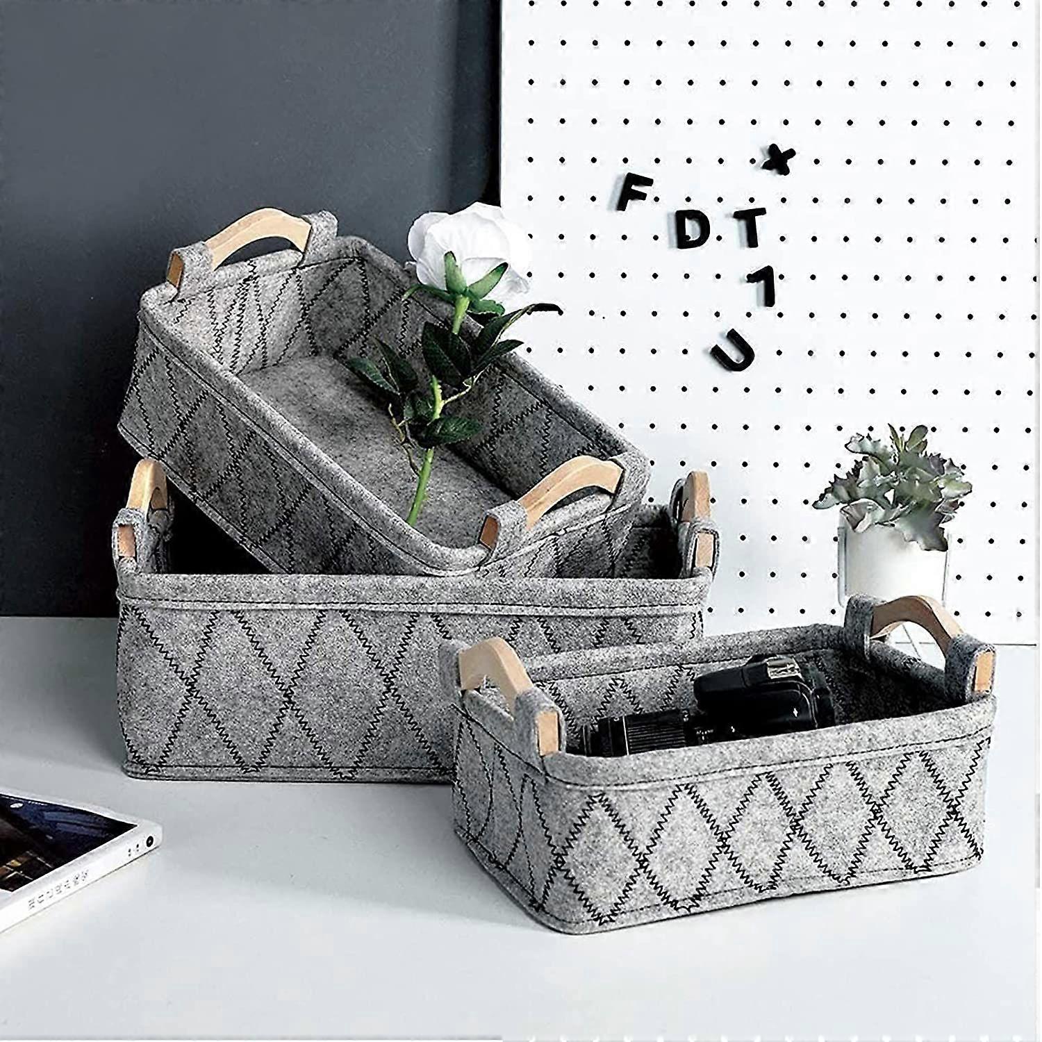 3 Pcs Storage Felt Box Basket