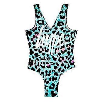 Hype Girls Neon Leopard Print One Piece Swimsuit
