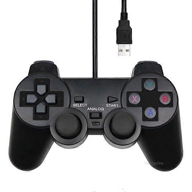Wired USB PC Game Controller compatible withWinXP/Win7/Win8/Win10 compatible withPC Computer Laptop Black Gamepad Joystick