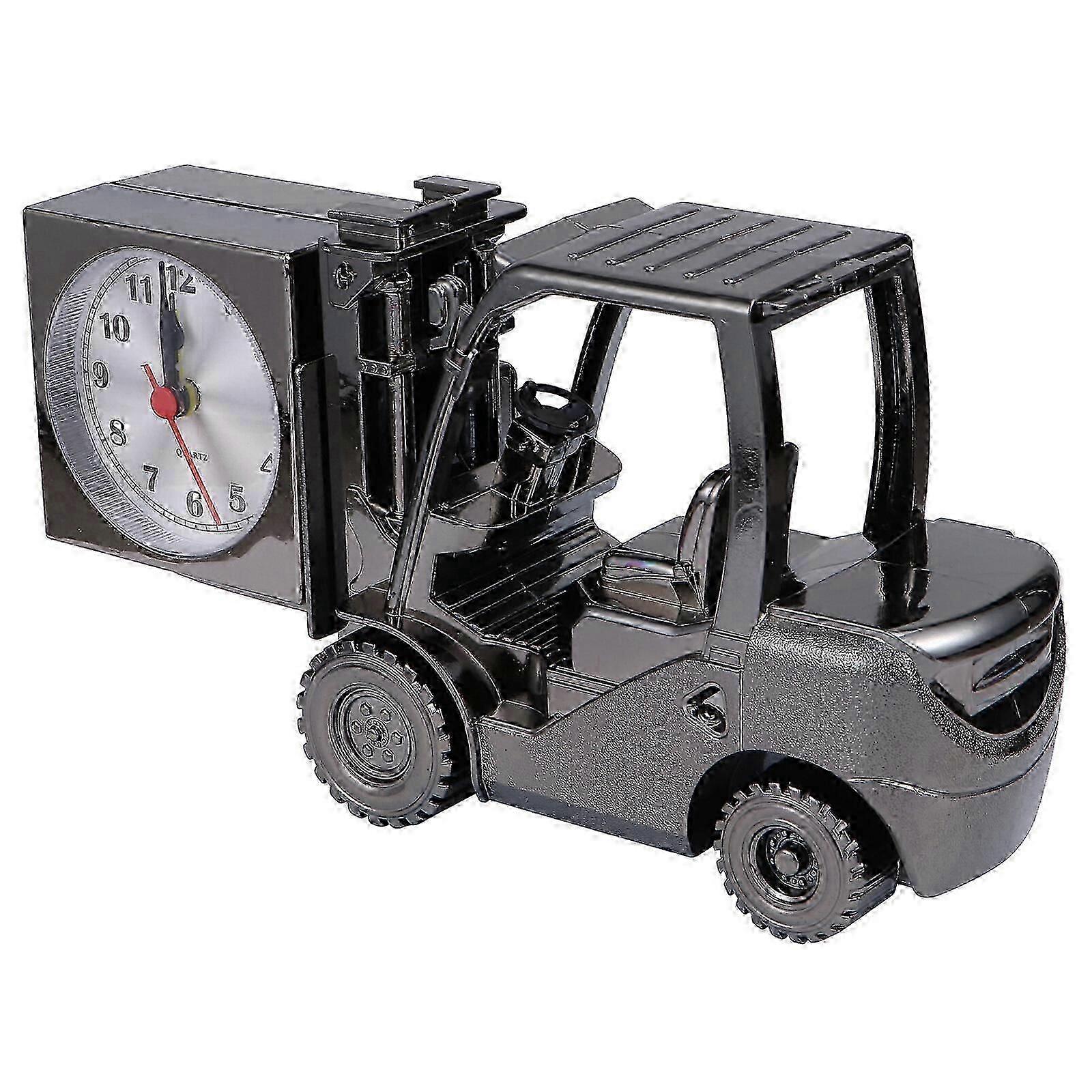 Forklift Model Desk Clock, Plastic Alarm Clock, Creative Golden Desktop Decor for Study Office Home