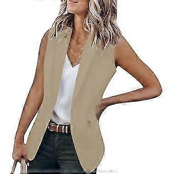 Temperament Waistcoat Chic Single Button Women Jacket L khaki