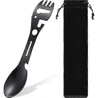 Garfo-colher multiuso para camping - utensílio de alimentação multifuncional em aço inoxidável
