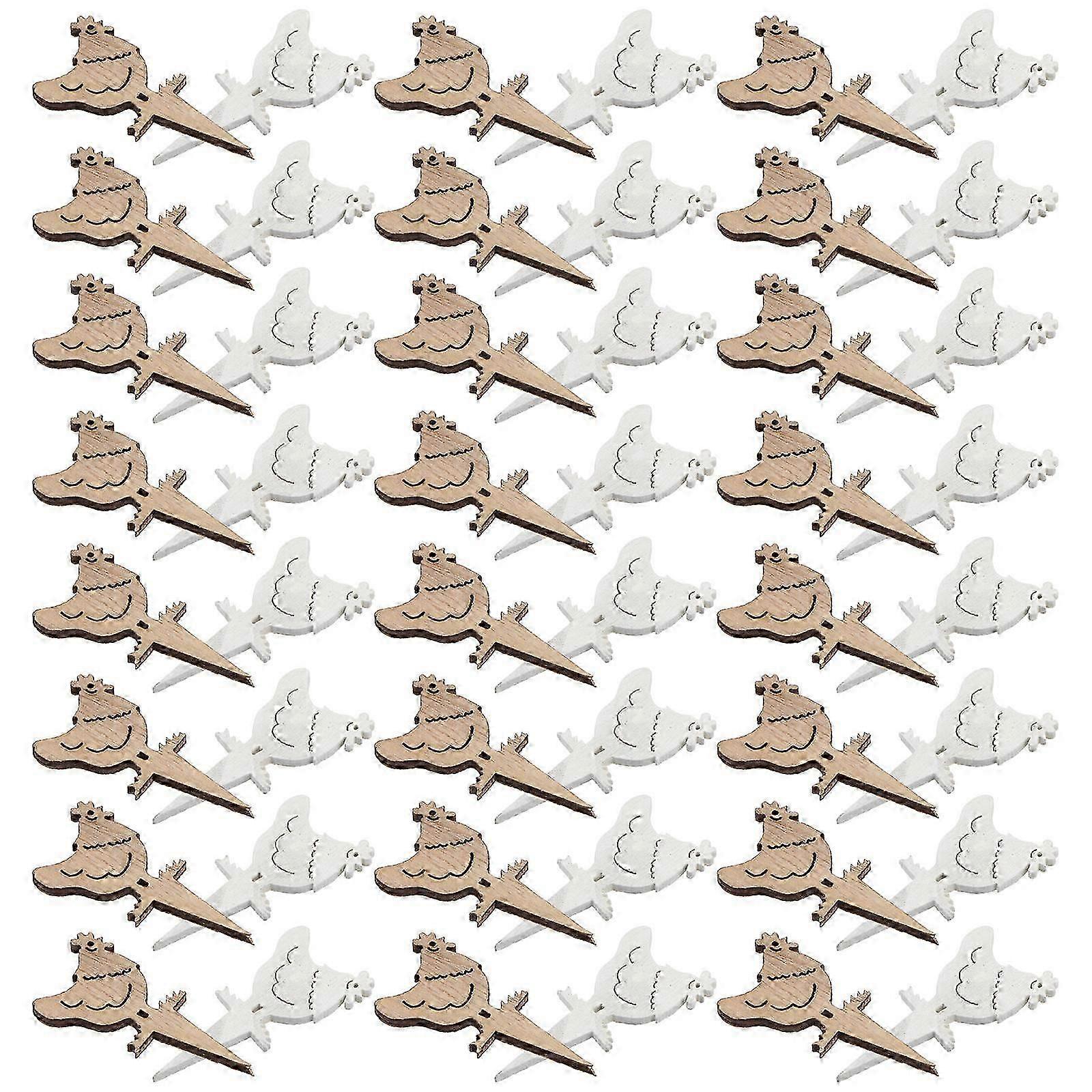 Wooden Easter Decorations for DIY, 72Pcs Cartoon Pattern