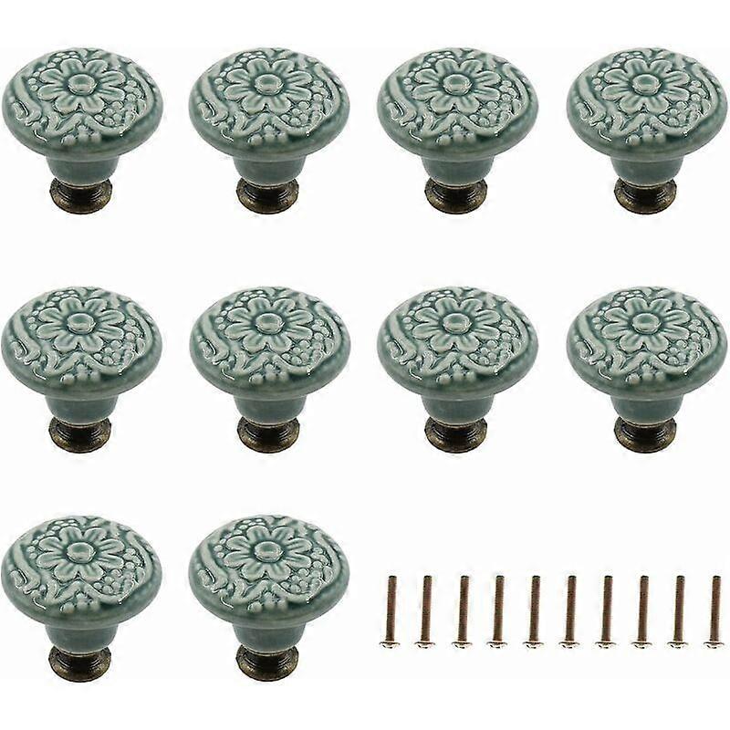 10-pack Decorative Ceramic Knobs (Green) Drawer (Green) Cabinet Dr [XR]