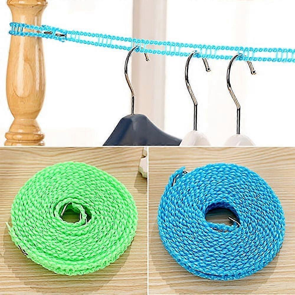 Portable Windproof Clothesline, with 2 Shaped Hooks, Single Count