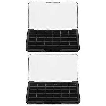 2pcs Empty Eyeshadow Box with Transparent Lid, 24 Slot Lipstick Palette Organizer, Makeup Case, Highlighters Container for Travel or Home Use