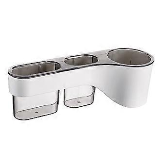 Suporte de Secador de Cabelo Montado na Parede, Suporte para Secador de Cabelo, Organizador de Secador de Cabelo com 2 Caixas de Armazenamento, Sem Perfuração, À Prova D'água, Adesivo Forte-Cinza