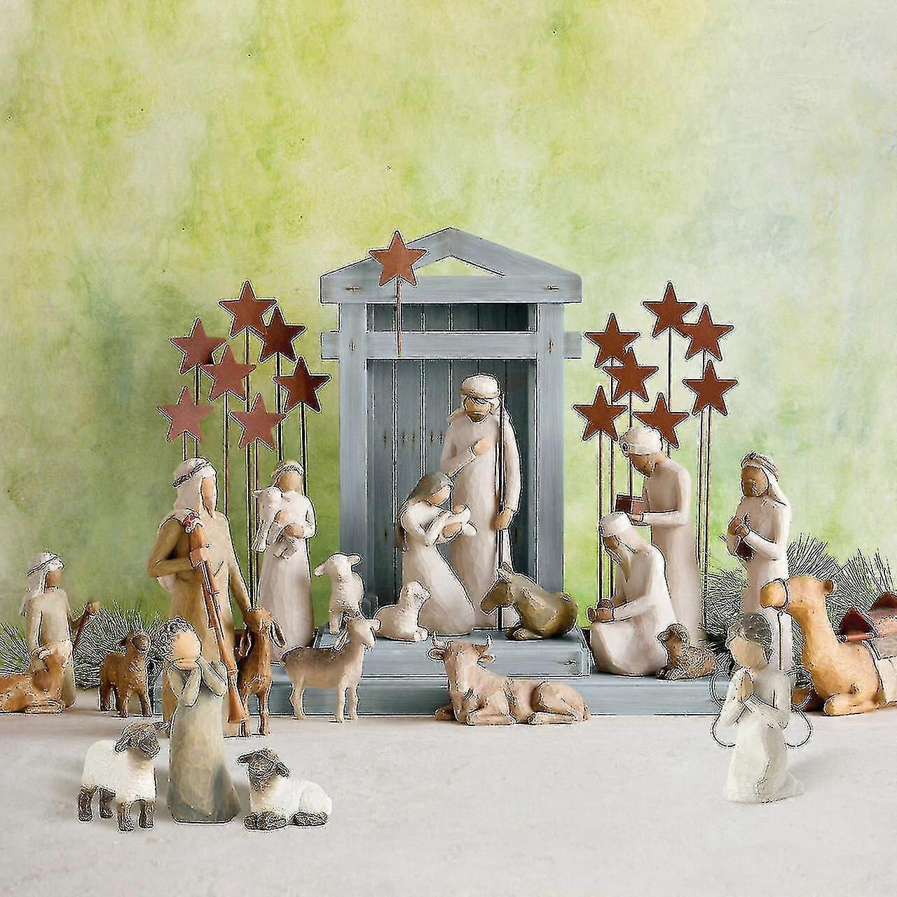 22pcs Baum Krippe S Set Statue Hand Ed R