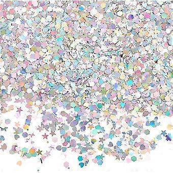 60G Laser Shining Nail Art Glitter Manicure Sequins DIY Sparkly Paillette Tips Nail Star and Moon Colorful 3~4x1~4mm
