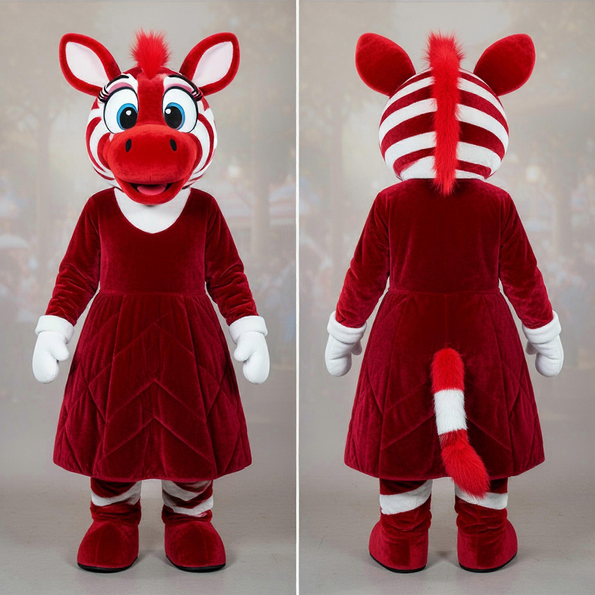 MASTICOT Crimson Velvety Zebra Mascot
