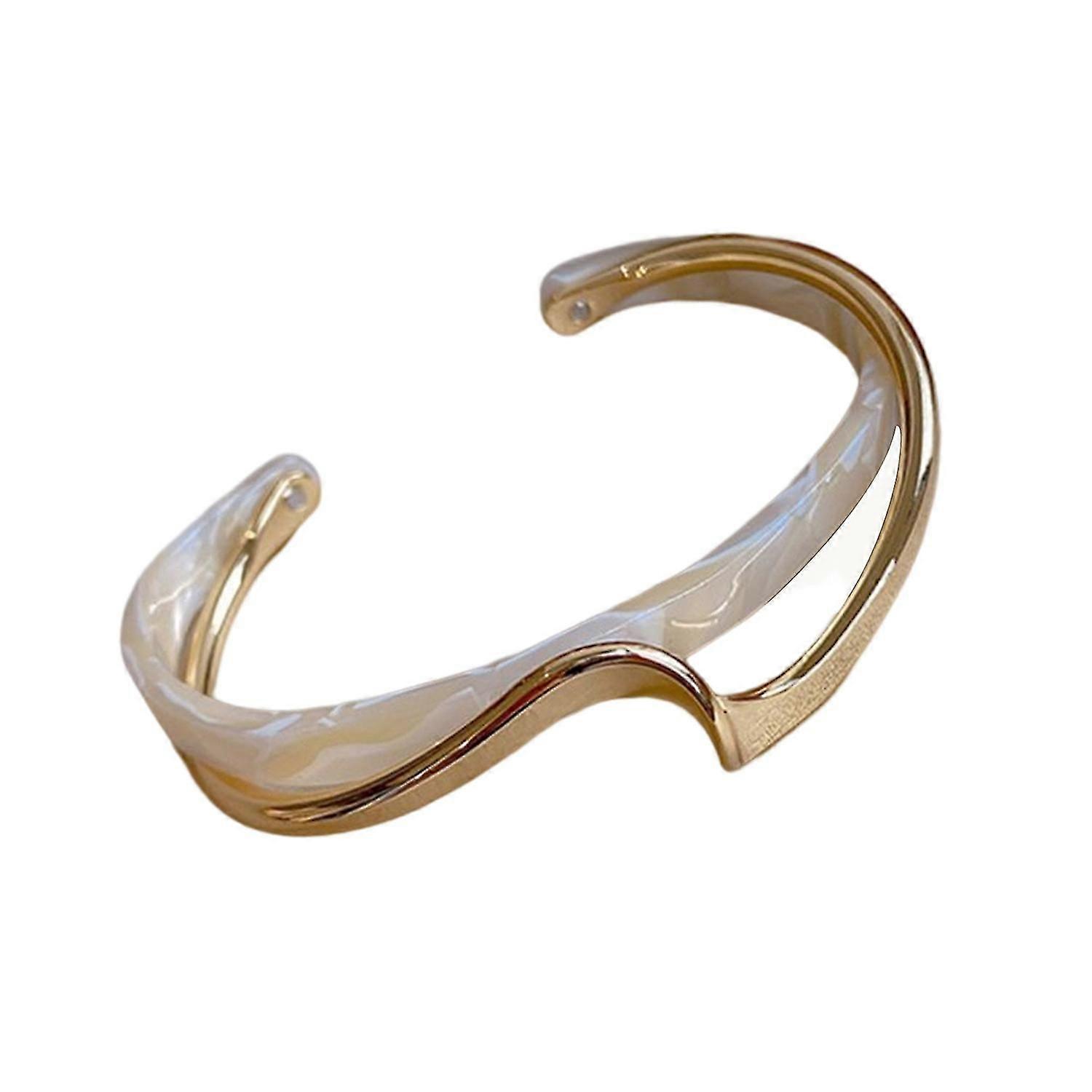Double Layer Shiny Opening Bangle Adjustable Electroplated Mirror Polished White Bo