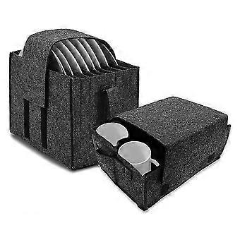 Set van 2 Camper Plate Holders, Camper Plate Holder, Vilten Cup Holder, Camping, Vilten Cup Holder Camping Dark Grey