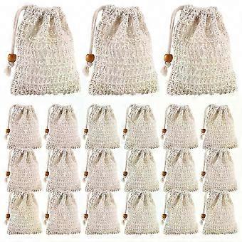 Bath & Shower 40 Pack Sisal Mesh Soap Saver Bags with Drawstring for Exfoliating Bar Soap