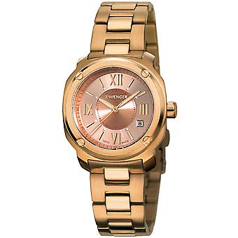 Wenger edge roman Quartz Analog Women Watch with Stainless Steel Bracelet Gold-Plated 01.1121.112