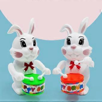 1 Stück, Trommel mit Aufziehmechanismus, Hasen-Kinderspielzeug, Uhrwerk-Trommelhase, Puzzle-Trommel, Cartoon-Hase.