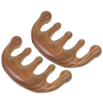 2pcs Verawood Wide Tooth Comb for Curly Hair, Natural Wood Scalp Massage, Static Styling
