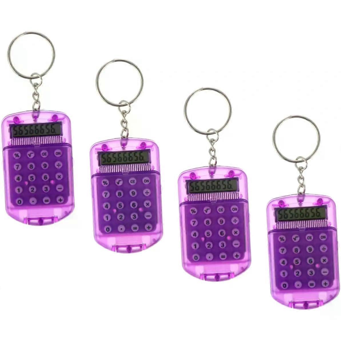 Mini Calculator Key Ring 4pcs ABS 8 Digit LCD with Keychain