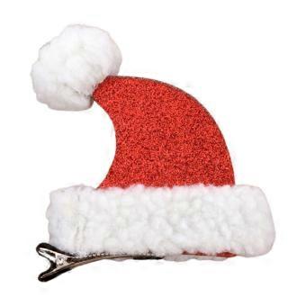 Christmas Santa Hat Hair Clip with Plush Lamb Wool and Sequins, Festive Holiday Hair Accessory for Women and Kids