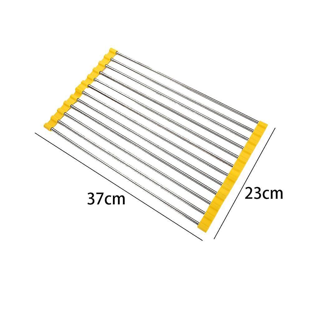 Foldable Dish Drying Rack Stainless Steel Over The Sink Folding Roll-up Dish Draining Rack