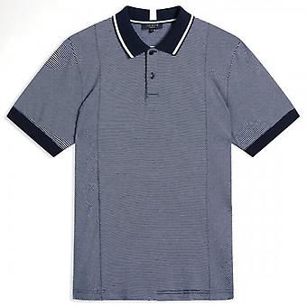 Men's Ted Baker Taigaa Short Sleeve Striped Panelled Polo Navy