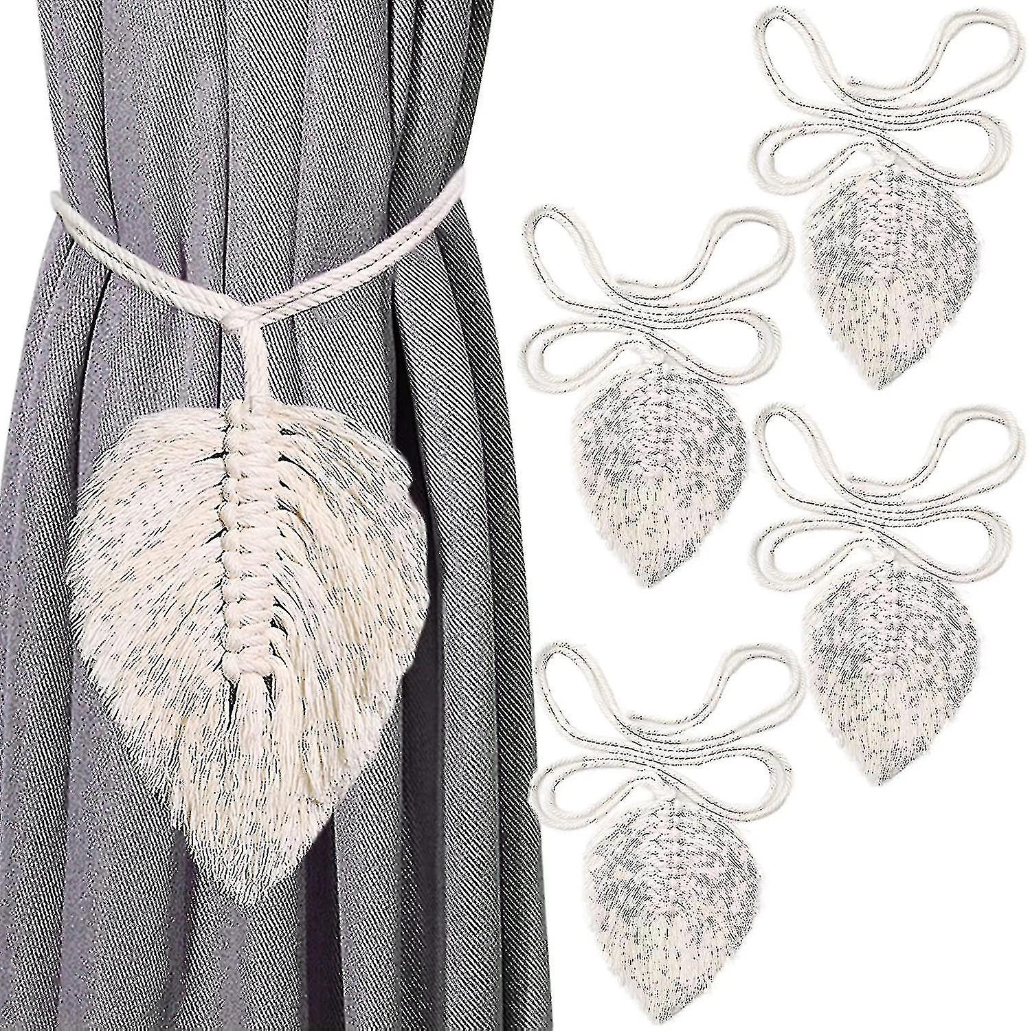 4 Pieces Tiebacks Boho Curtain Holders Cotton Rope Curtain Holders