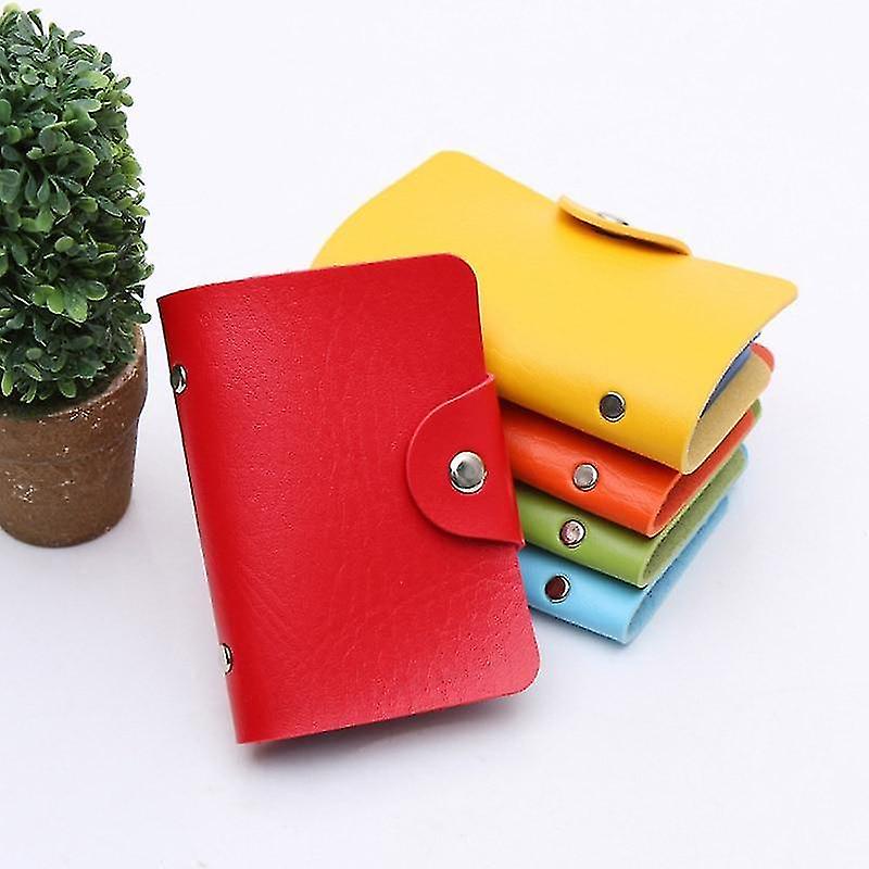 Red Pu Leather Buckle Business Id Card &credit Card Holder
