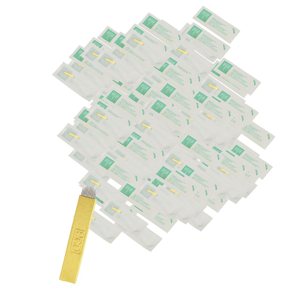 100pcs Microblading Eyebrow Blades Brow Tattoo Needles Makeup Tools 14pins