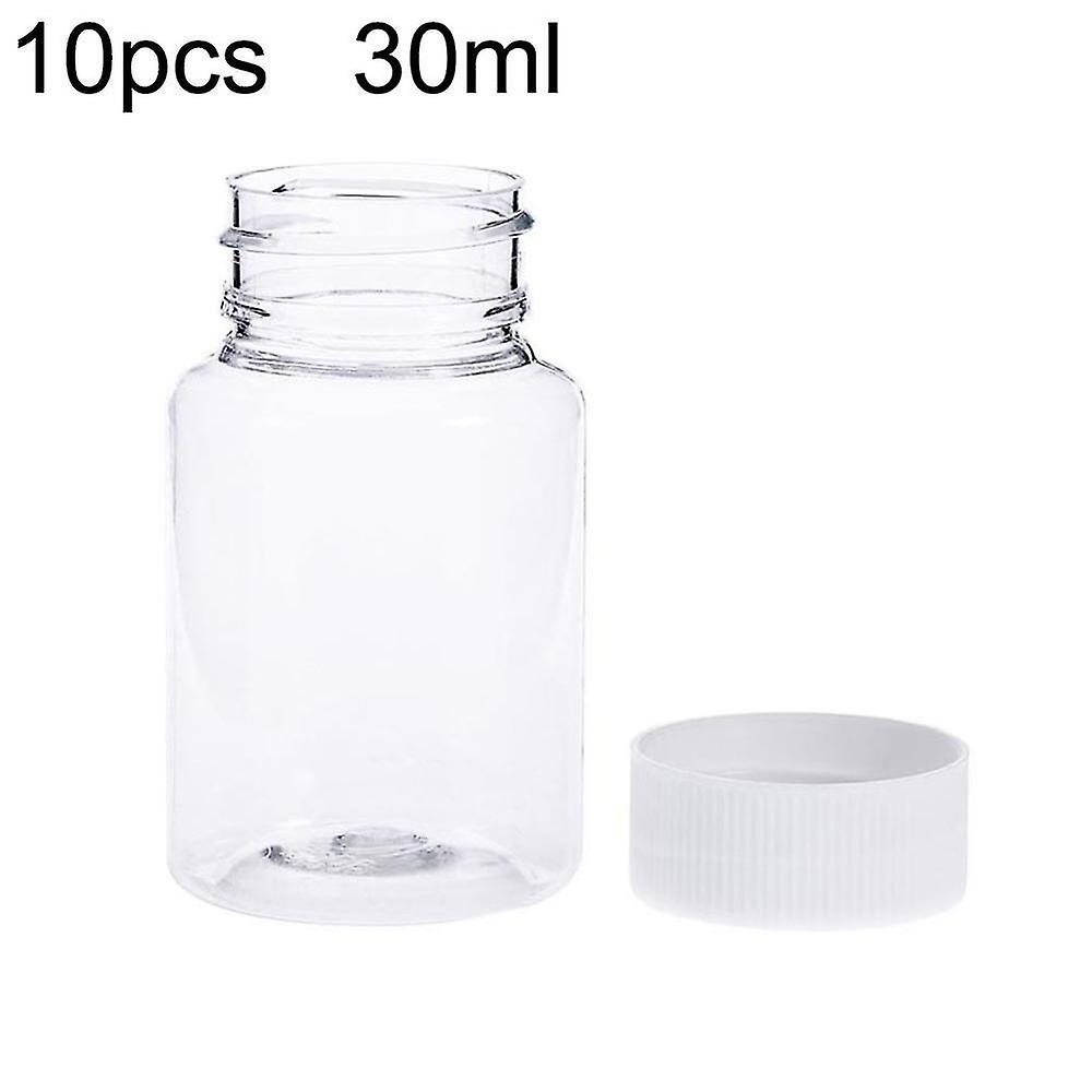 10pcs 30ml Transparent Plastic Pill Bottles Salt Candy Case Storage Container