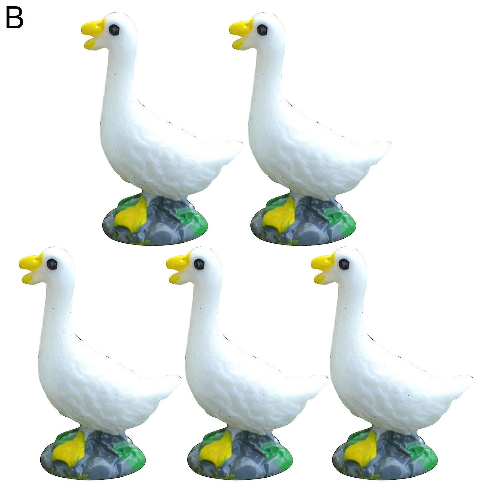 5pcsミニダック像デリケートディテールDIY樹脂マイクロランドスケープガーデンミニチュアパティオデコレーション