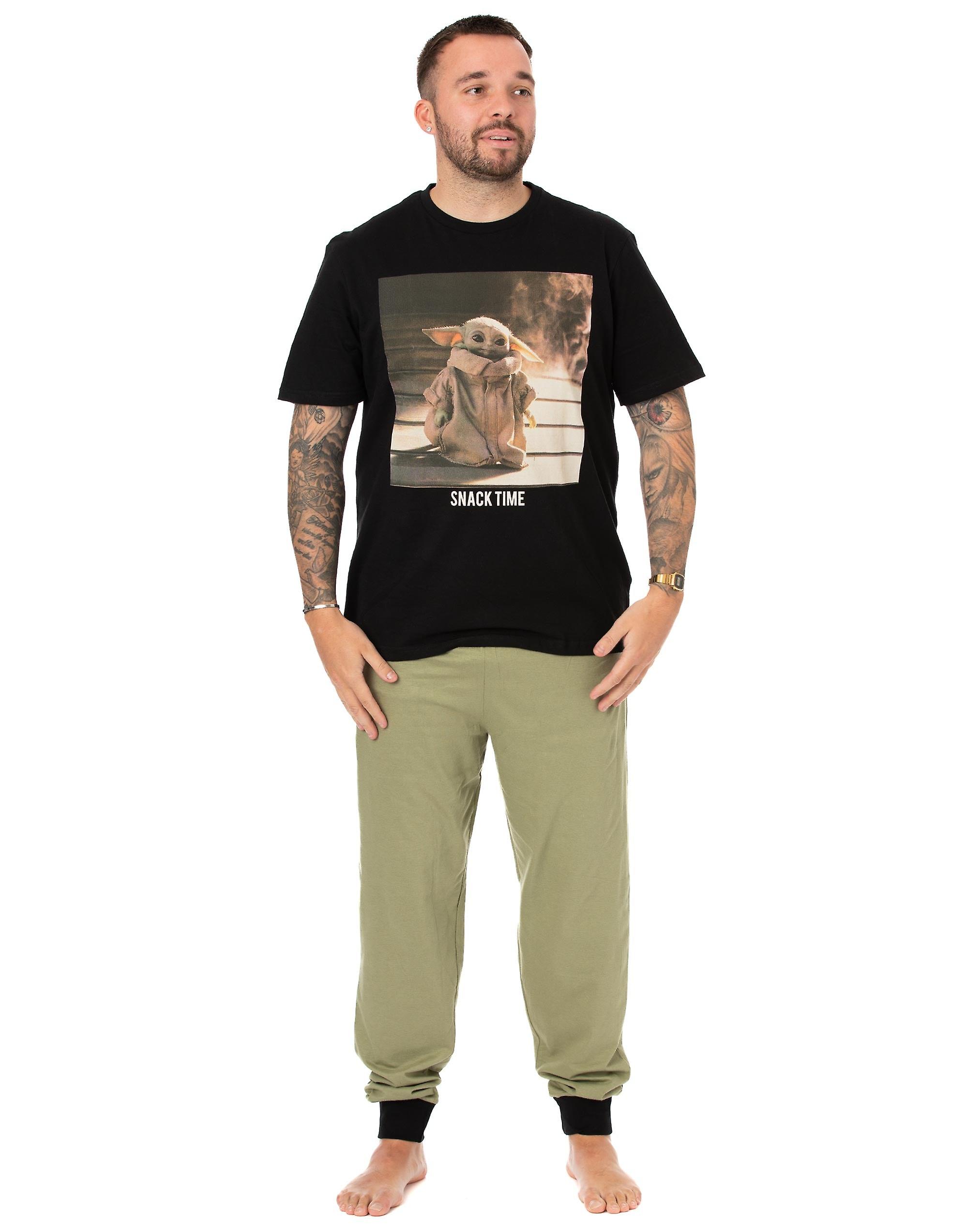 Star Wars Mens Short Sleeve Long Leg Pyjama Set Black Grogu