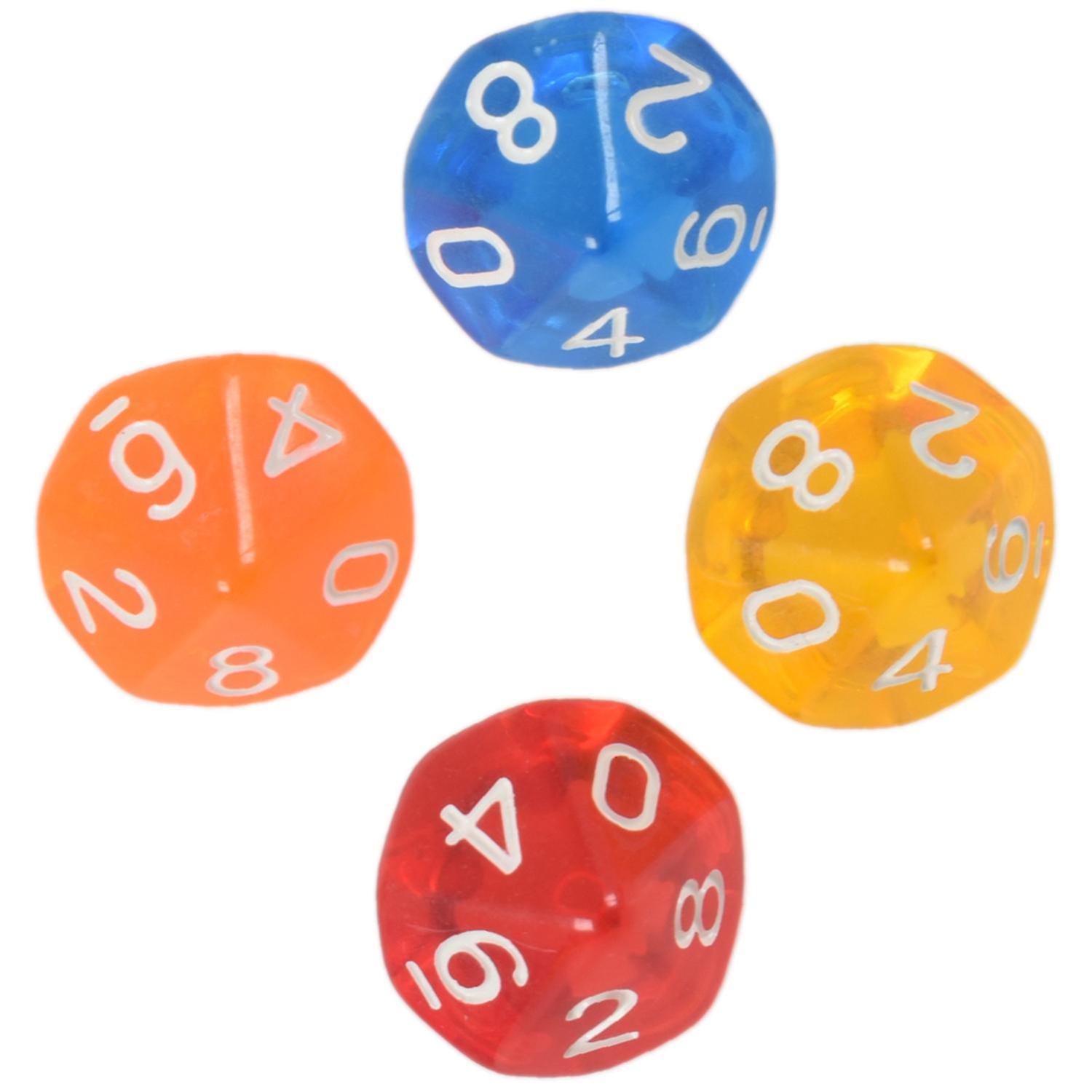 10-dices D10 Ten Sided Gem Die for Board Table Games Transparent Multicolor