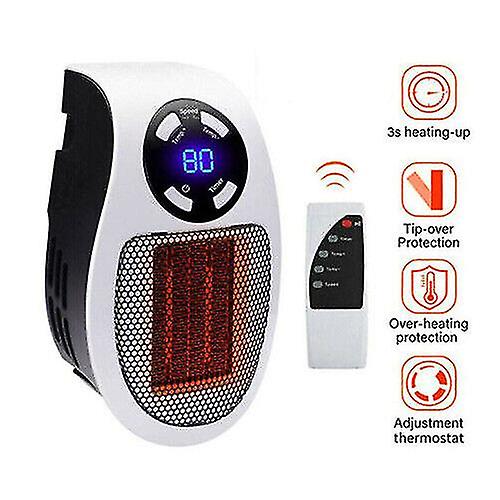 500w Plug Portable Electric Heater Digital Display Timer + Remote Control