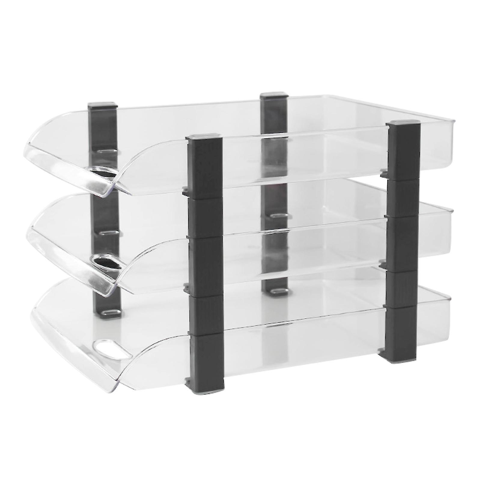 Office File Storage Rack Layered Classified Documents Rack Acrylic Office Storage Rack Transparent 3 Layers 280x372x247mm