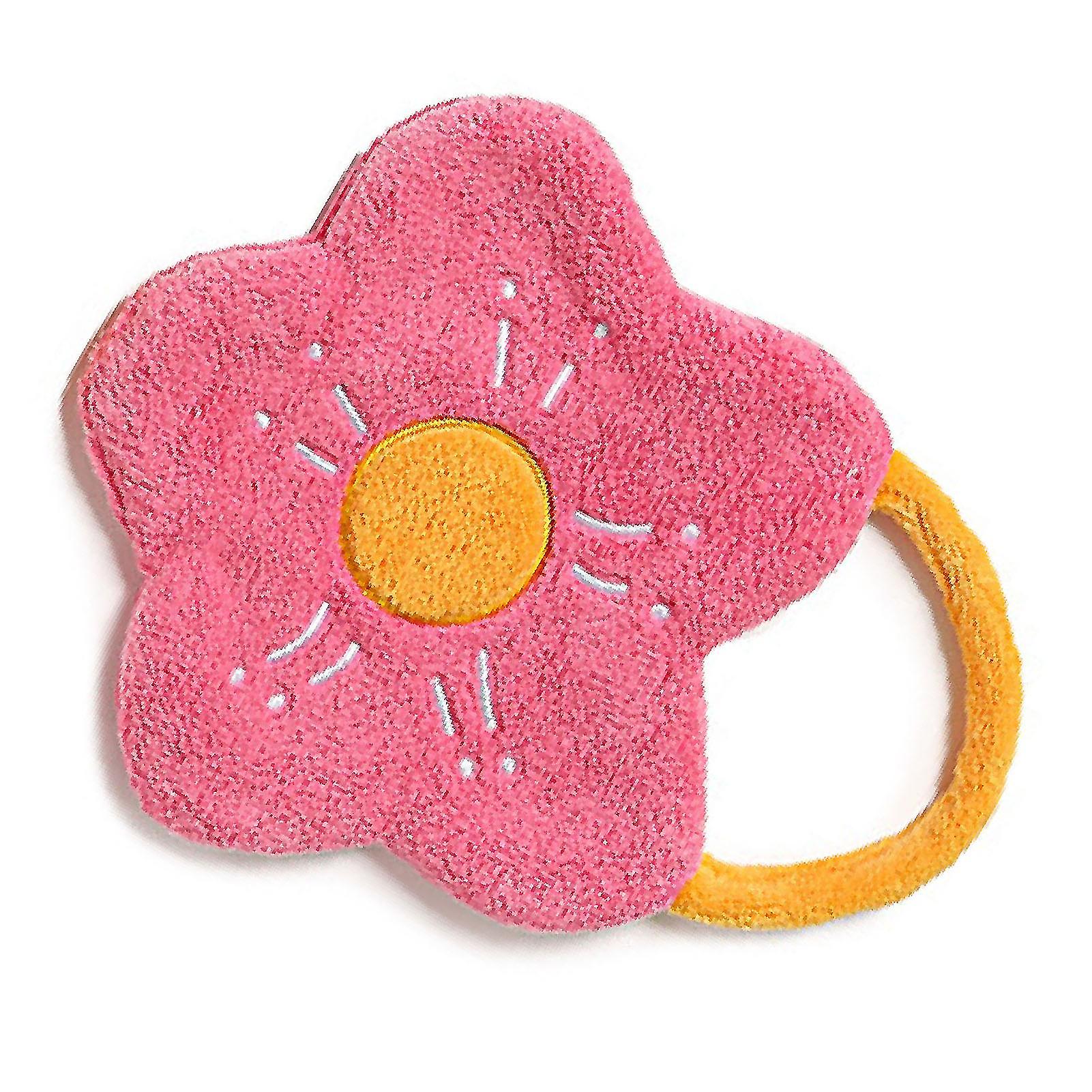 Towel Double Layer Coral Fleece Flower Shape Strong Absorption Ability Soft Hanging Hand Towel Rose Red 