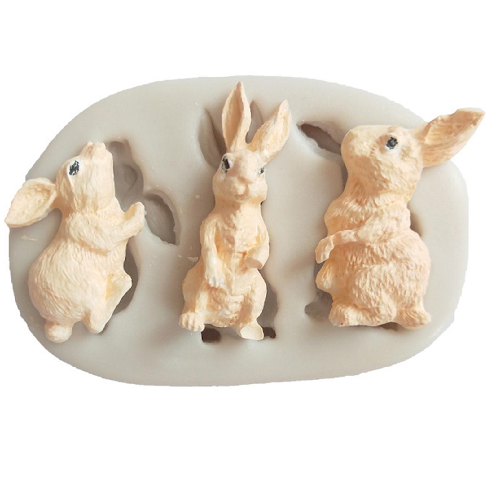 Three Rabbits Liquid Silicone Mold Fondant Diy Soft Clay Modeling Tool Durable and Easy to Clean