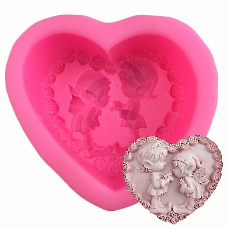 ケーキパンモールド新しいカップルラブフェアリーシェイプアロマテラピー石膏モールド2個