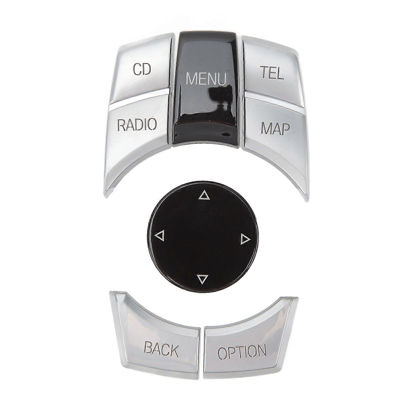 6pcs Center Multimedia Buttons, Smooth and Exquisite Surface, Touch Control Button, Button Cover Fit for 1, 3, 5 and 6 Series, Electrosilver Plating