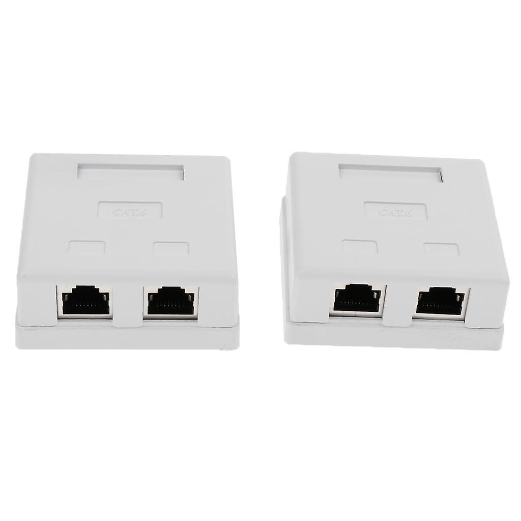 2x Cat6 DOUBLE Port Surface Mount Outlet Box  Face Plate Backbox Combo