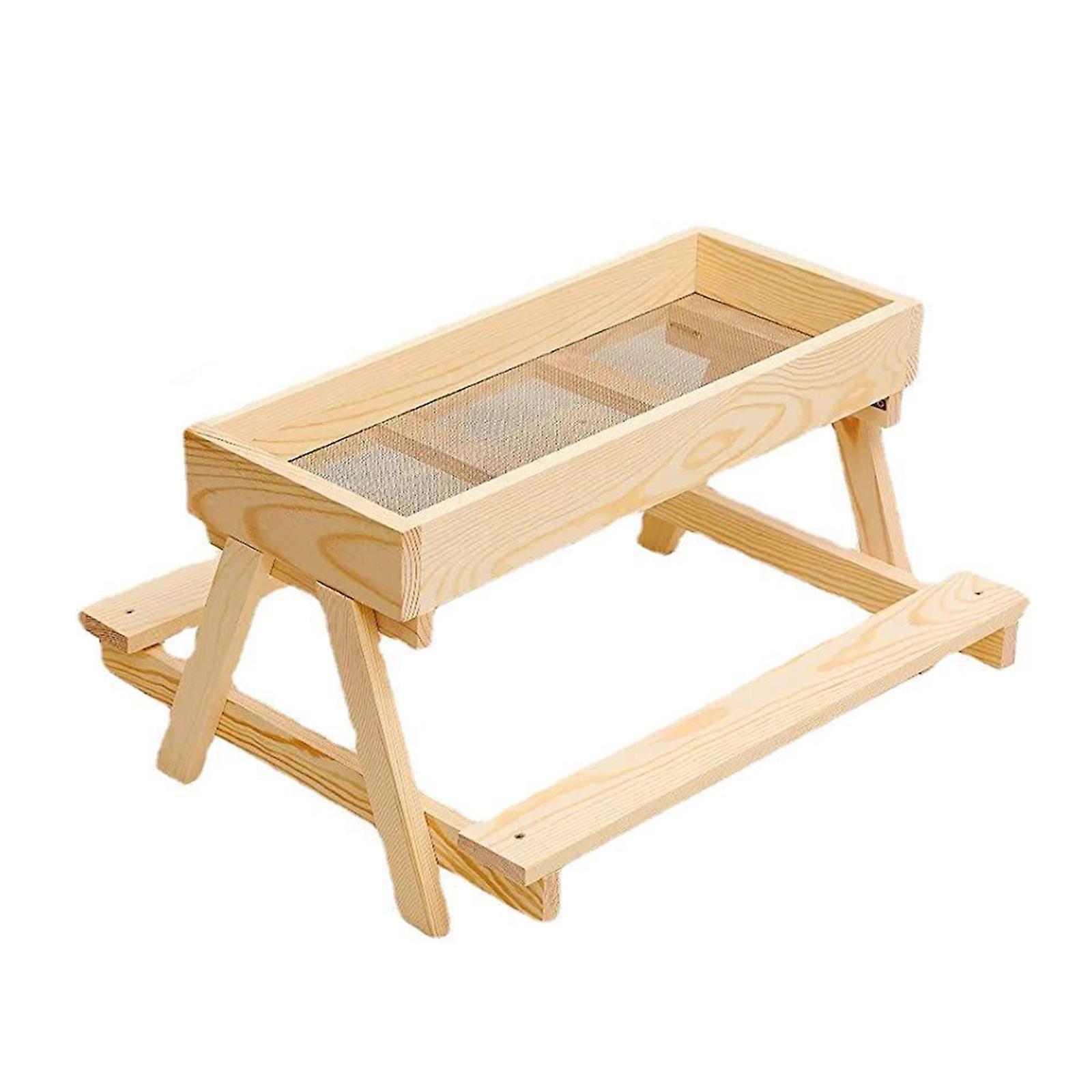 Wood Poultry Chicken Table Feeder DIY Kit Metal Mesh Bottom for Wild Animals