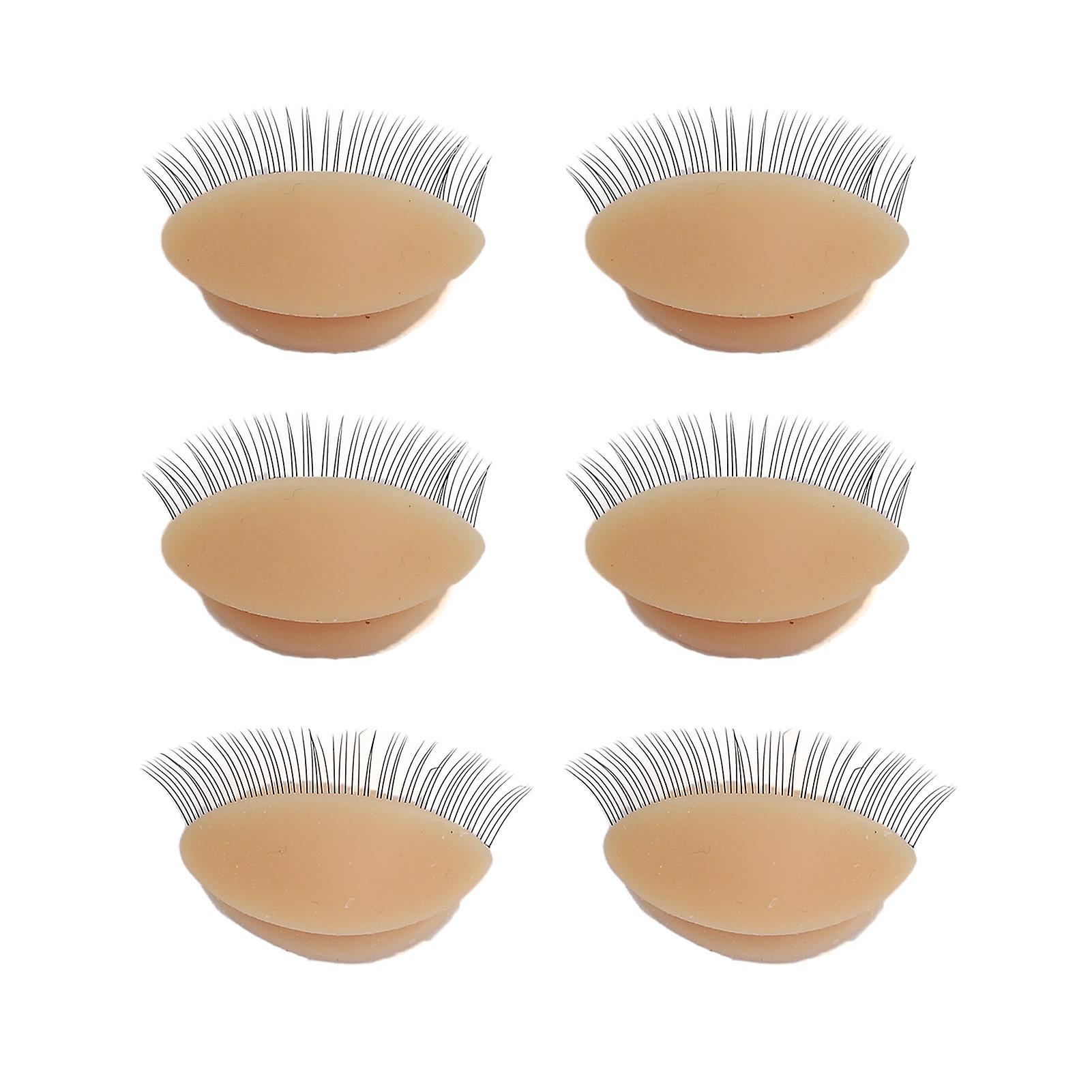 3 Pairs Replacement Eyelids for Mannequin Head Eyelash Extension Practice Removable Eyelids with Eyelashes Skin Color