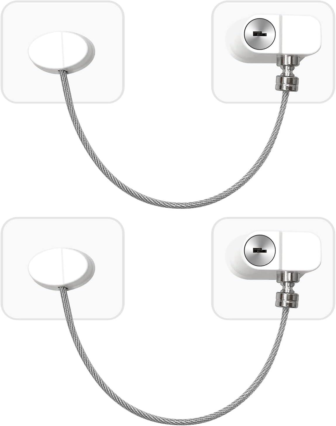 2 Pack Fridge Lock with Keys, White Child Safety Window Adhesive,