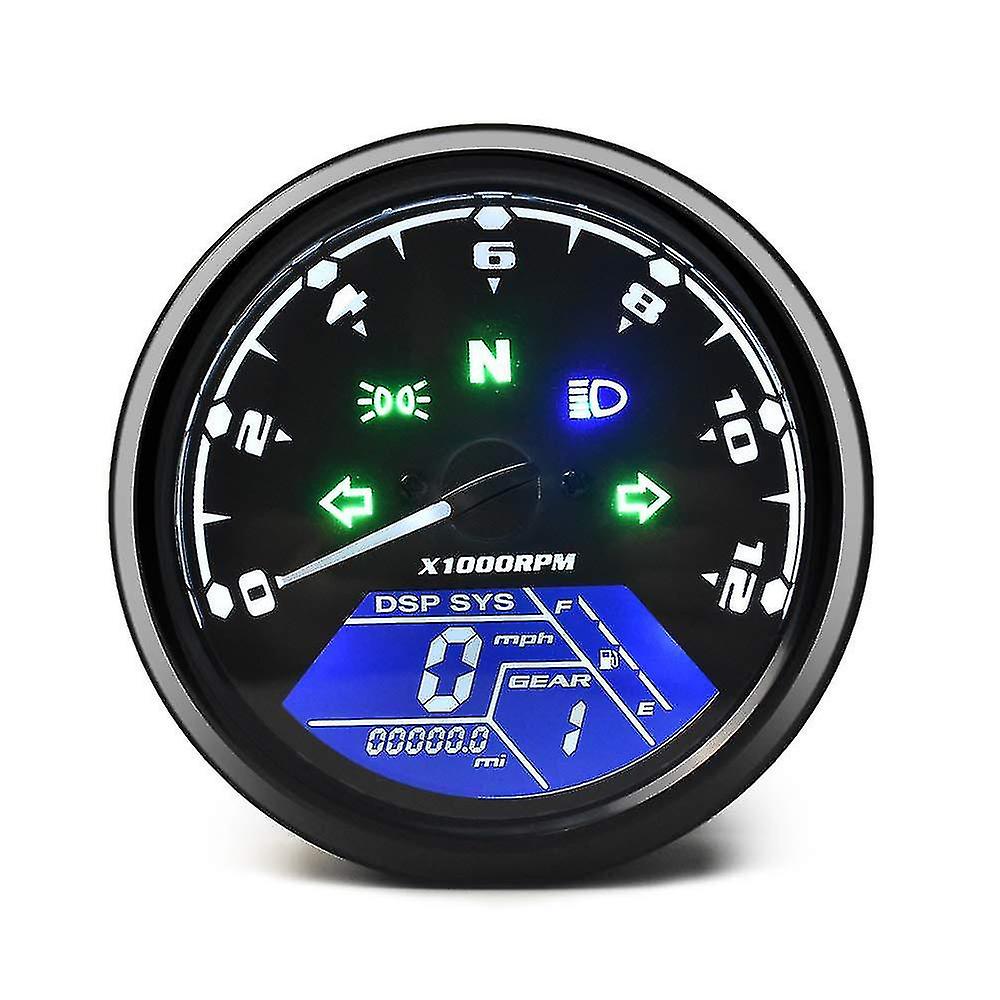 Miman Universal Motorcycle Odometer Lcd Digital Speedometer Tachometer Gauges With Night Light Fit Most Popular 12v Motorcycle